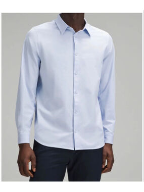 Lululemon Men’s Button Down Shirt Size L Light Blue Long Sleeve Stretch Casual